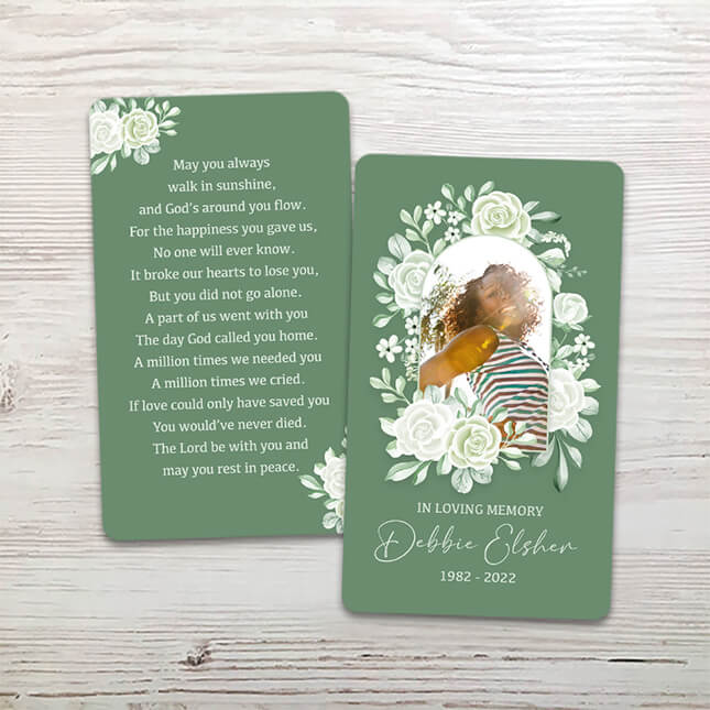 Show details for Sage Floral Memorial Card