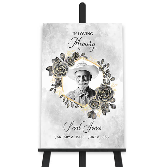 Show details for Black Gold Floral Poster