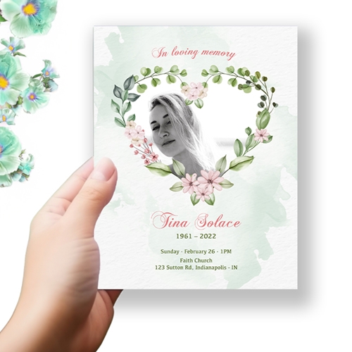 Show details for Heart Floral Funeral Program