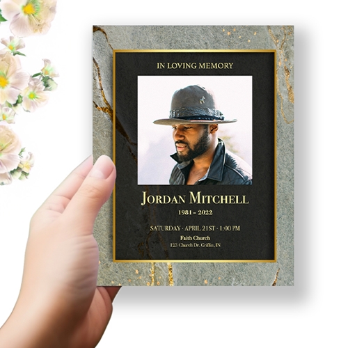Show details for Gray Gold Marble Funeral Program