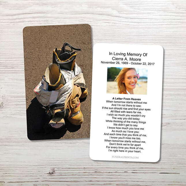 Show details for Fireman Boots Memorial Card