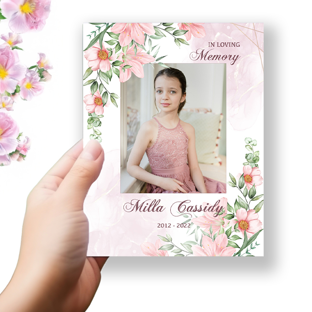 Show details for Pink Gold Floral Funeral Program