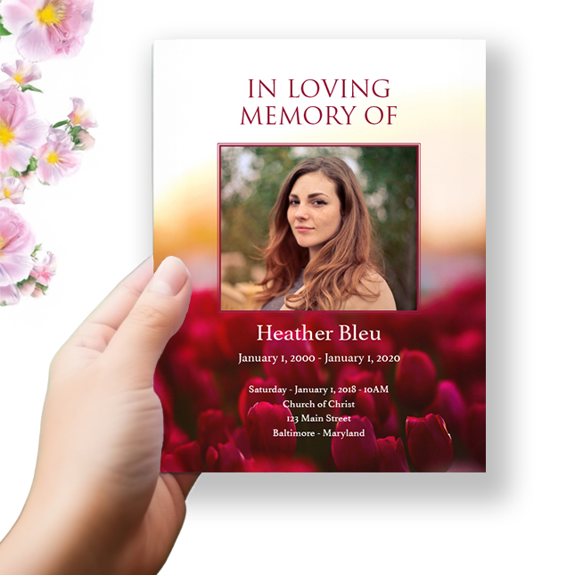 Show details for Red Tulip Funeral Program