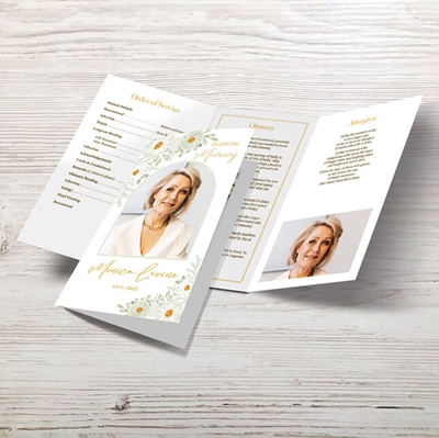Show details for White Floral Border Trifold Program