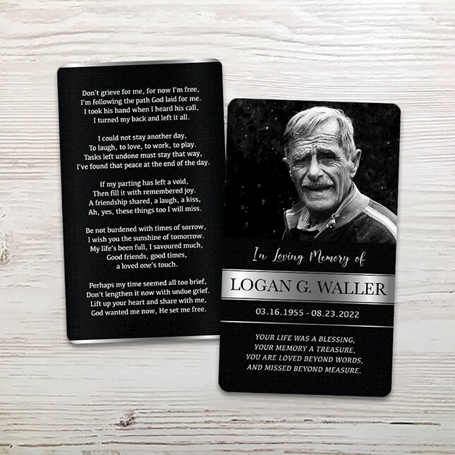 Show details for Black Silver Classic Memorial Card