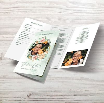 Show details for Multi Gold Floral Trifold Program