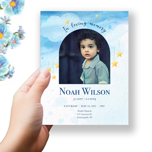 Show details for Sky Star Watercolor Funeral Program