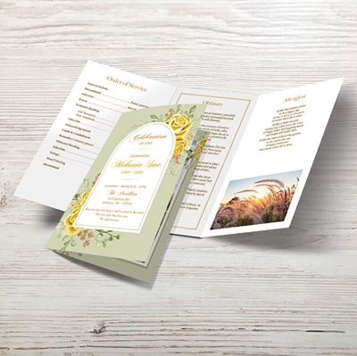Show details for Yellow Floral Border Trifold Program