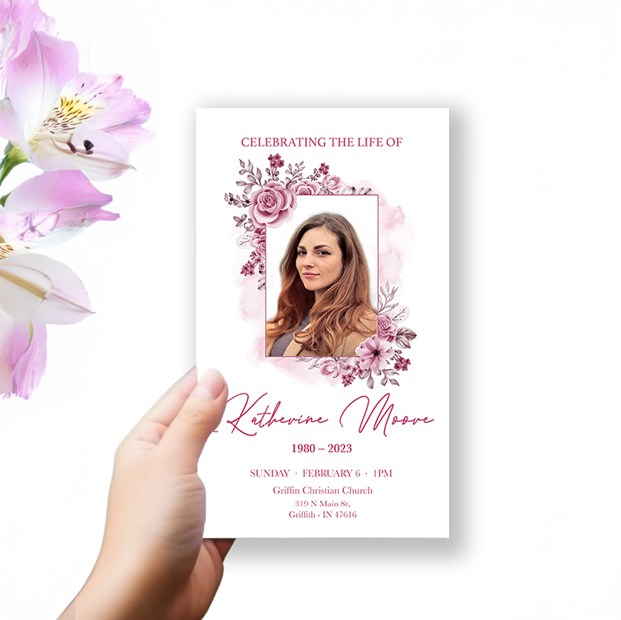 Show details for Pink Floral Trifold Program