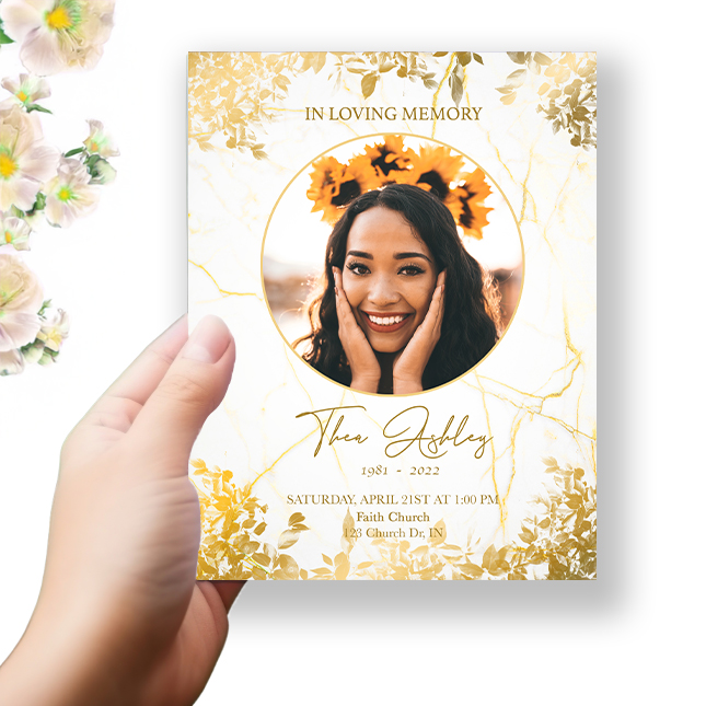 Show details for Gold Leaves Funeral Program